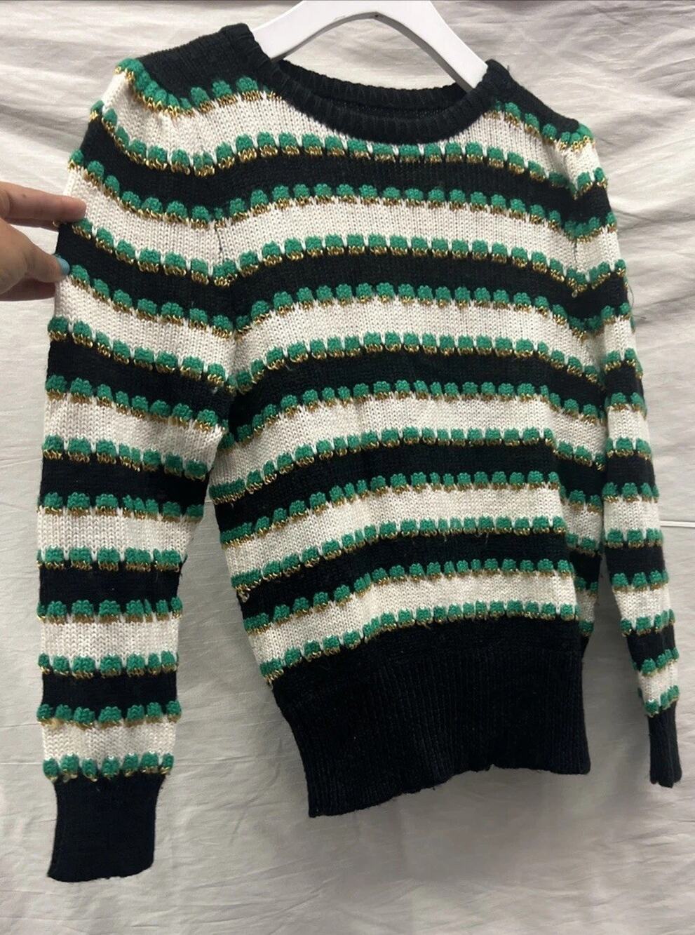 Unique 70’s Vintage Hand Made Sweater Cable Knit Chunky Medium Grunge Mod